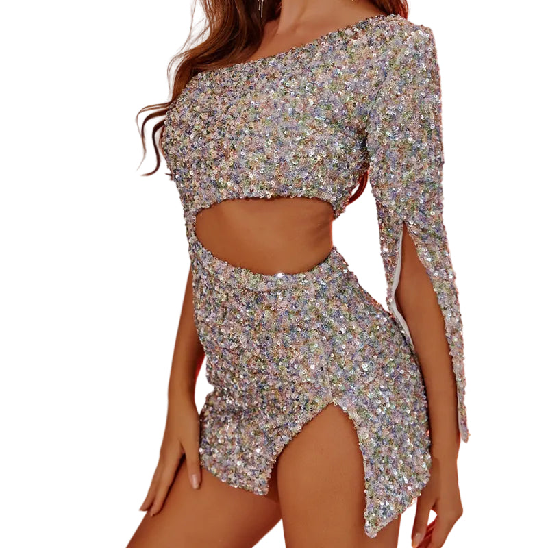 Glamorous One-Shoulder Hollow Mini Dress