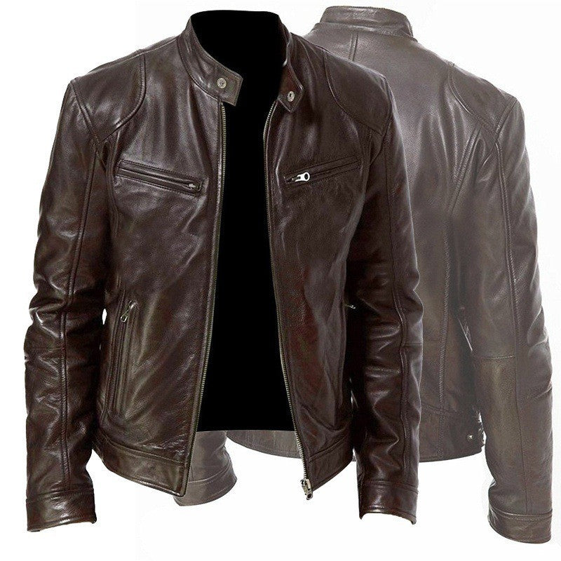 Men's Zip-up PU Leather Jacket