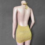 Cryptographic Halter Mini Dress - yellow