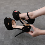 Elegant Suede Fish Mouth Stiletto High Heels