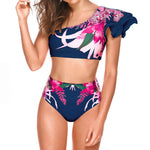Floral One-Shoulder High-Waisted Bikini Set