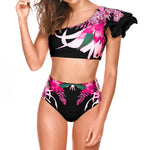 Floral One-Shoulder High-Waisted Bikini Set