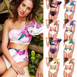 Floral One-Shoulder High-Waisted Bikini Set