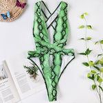 Chic One Piece Bandage Swimsuit - green