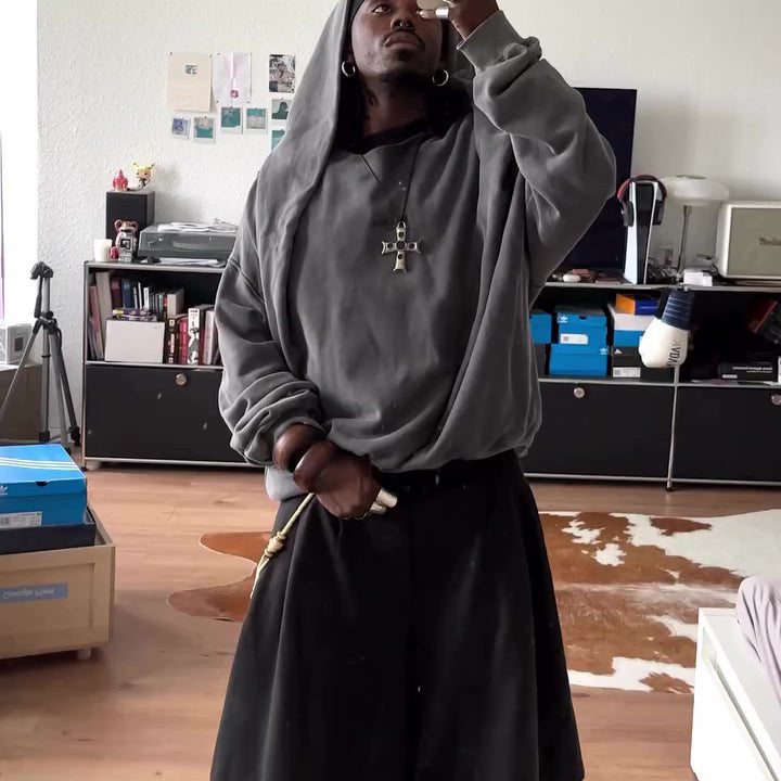 Casual Hooded Loose Sweatshirt - grey