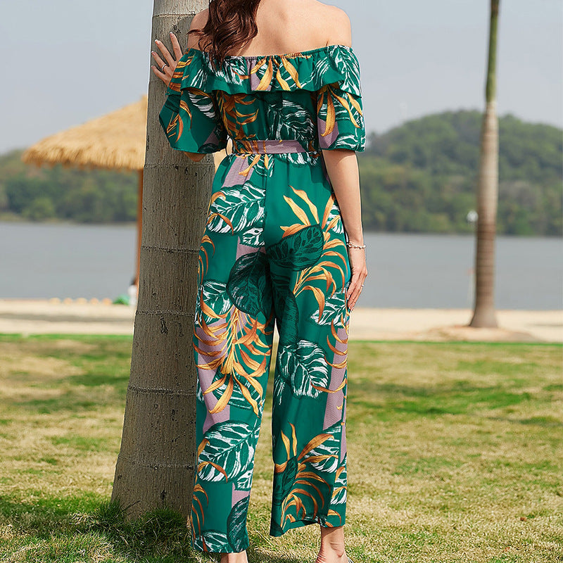 One-Shoulder Floral Jumpsuit