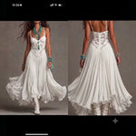 Lace-Detail Flowing Midi Dress - white