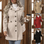 Elegant Single-breasted Mid Length Coat - beige