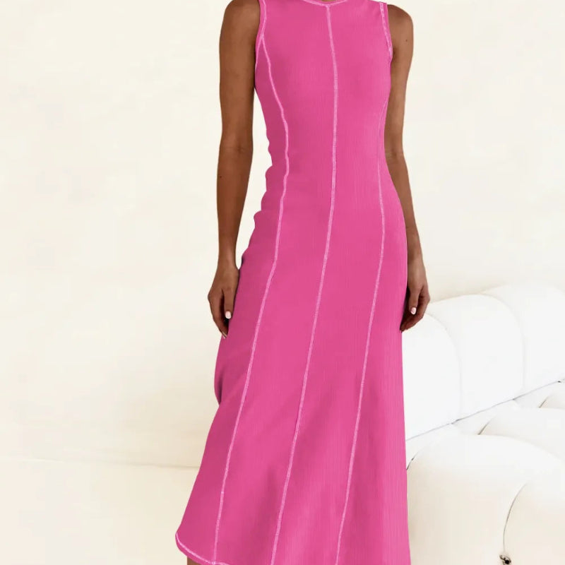 Contrast Stitching Maxi Tank Dress