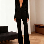 Power Of Earth Black Lustrous Sculpted 2-Piece Suit