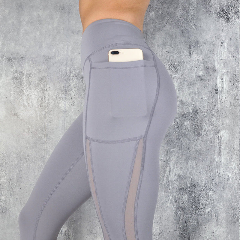 High Waist Mesh Stitching Leggings - runwayfashionista.com