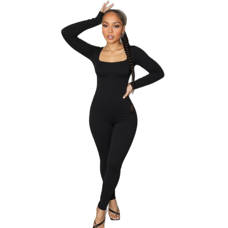 Solid Backless Bodycon Jumpsuit
