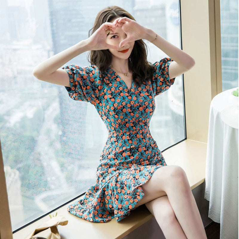 Romantic Floral Slim Fit Mini Dress