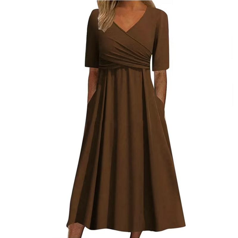 Short sleeved front cross dress - runwayfashionista.com