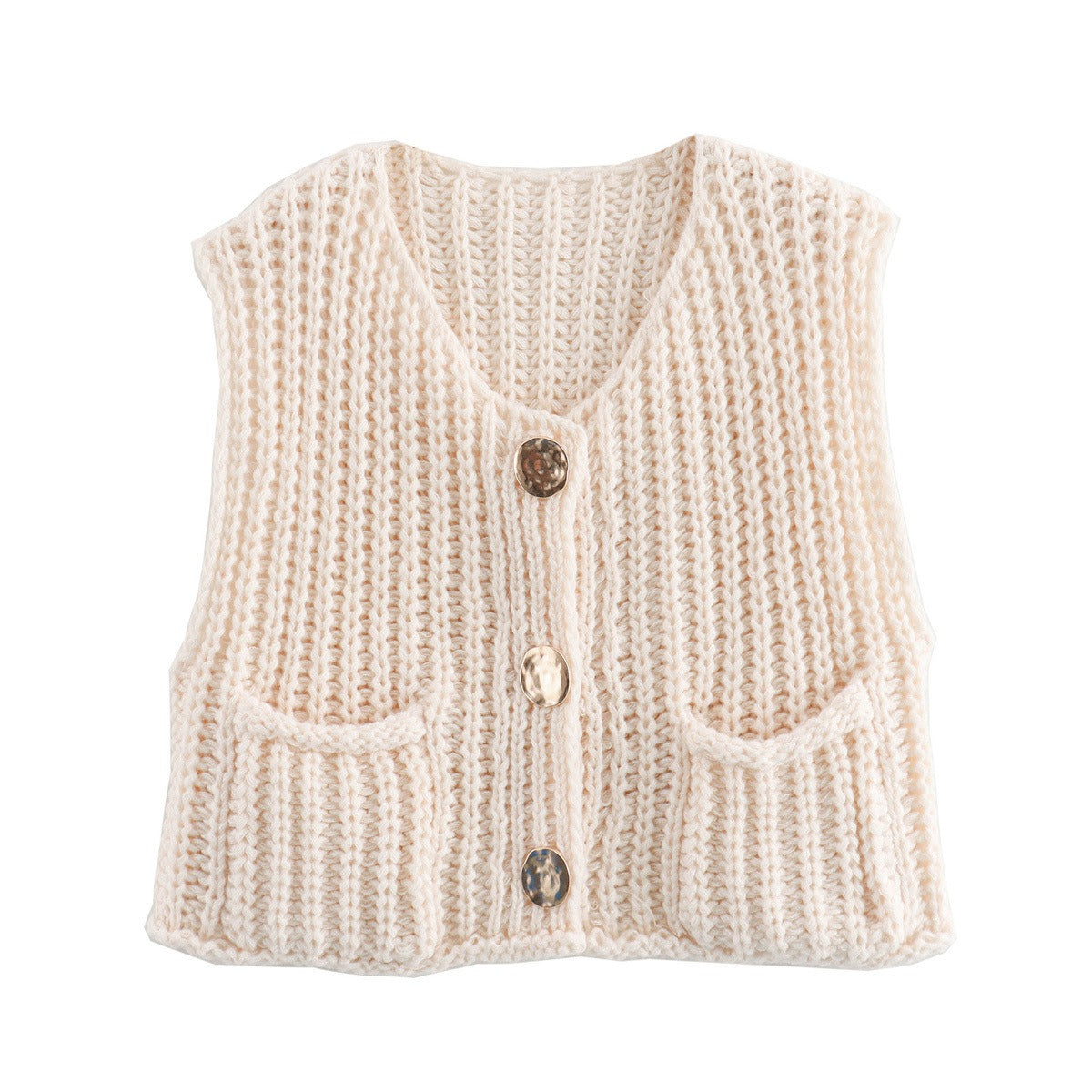 Sleeveless short knitted cardigan