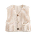 Sleeveless short knitted cardigan