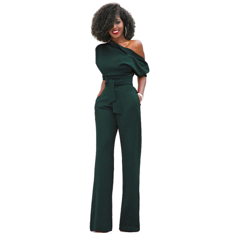 Diagonal collar button up jumpsuit - runwayfashionista.com