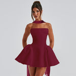 Mini Tube Top Dress With Back Zipper Design - maroon