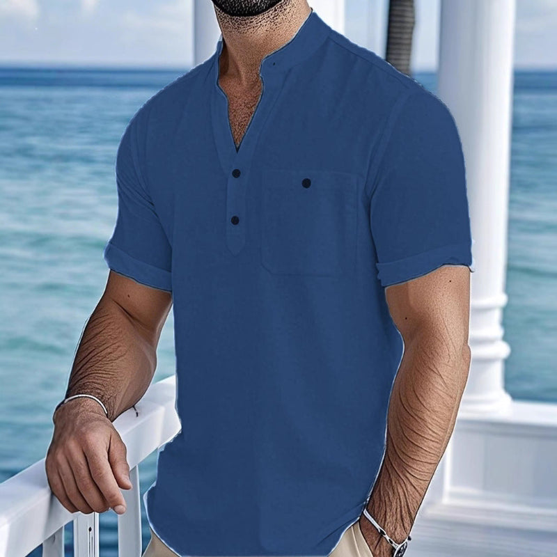 Effortless Modernity: The Lightweight Stand-Collar Shirt