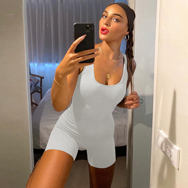 Slim Fit Backless Jumpsuit
