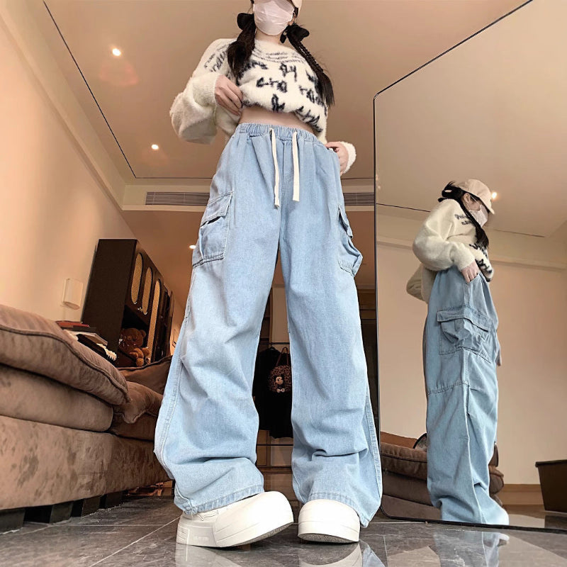 Loose Wide-Leg Denim Trousers