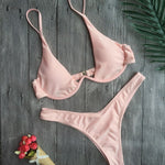 Underwire Push-Up Bikini Set With High-Cut Bottom - pink