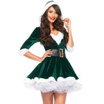 Christmas White Trim Flared Mini Dress