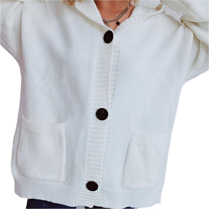 V-neck knitted cardigan - runwayfashionista.com