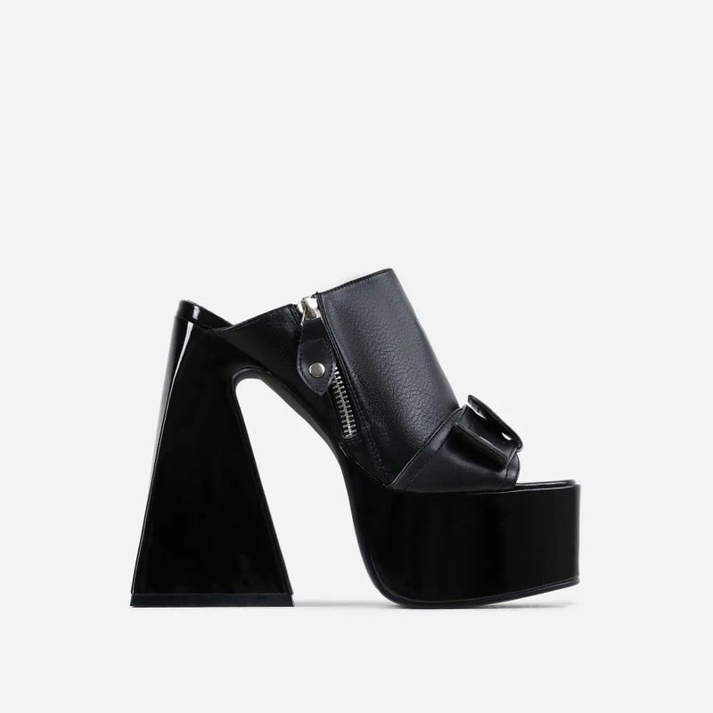 Square open toe color block ultra-high heel - runwayfashionista.com