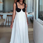 Two - Tone Bustier - Style Maxi Dress With Open Back