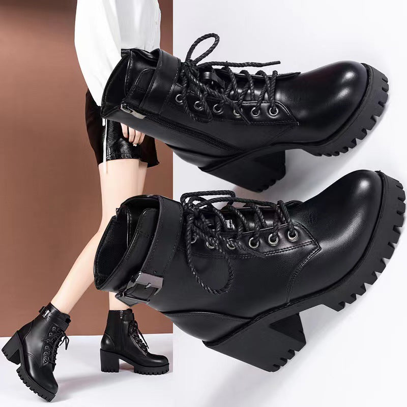 Lace Up Round Toe Boots