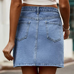 Pocketed High Waist Denim Skirt