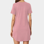V-Neck Short Sleeve Lounge Dress - runwayfshionista.com