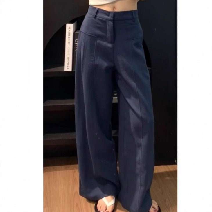 Coastal Sophistication: The Cotton-Ramie Wide-Leg Pant - dark blue