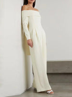 New Goddess Fan One Line Neck Jumpsuit - runwayfashionista.com