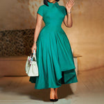 High-Waist A-Line Midi Dress