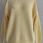 Flower Round Neck Long Sleeve Sweater - runwayfashioniista.com