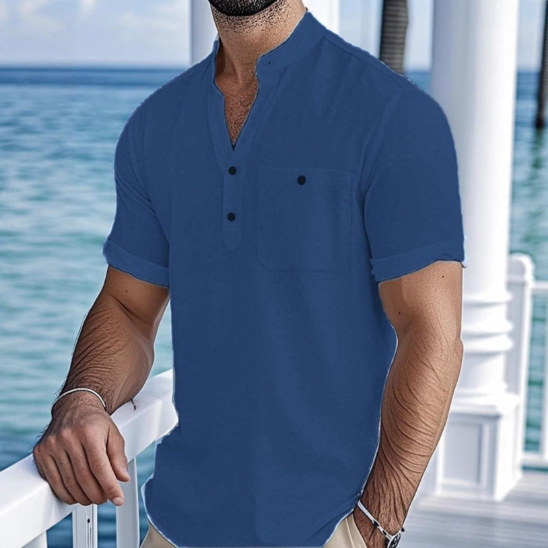 Effortless Modernity: The Lightweight Stand-Collar Shirt