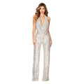 Sleeveless Halterneck Sequin Jumpsuit - runwayfashionista.com