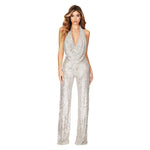 Sleeveless Halterneck Sequin Jumpsuit - runwayfashionista.com