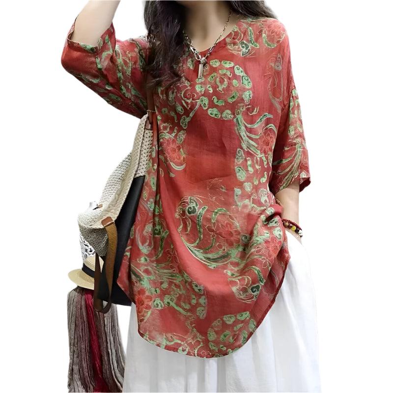Vintage V-neck Loose Versatile Shirt