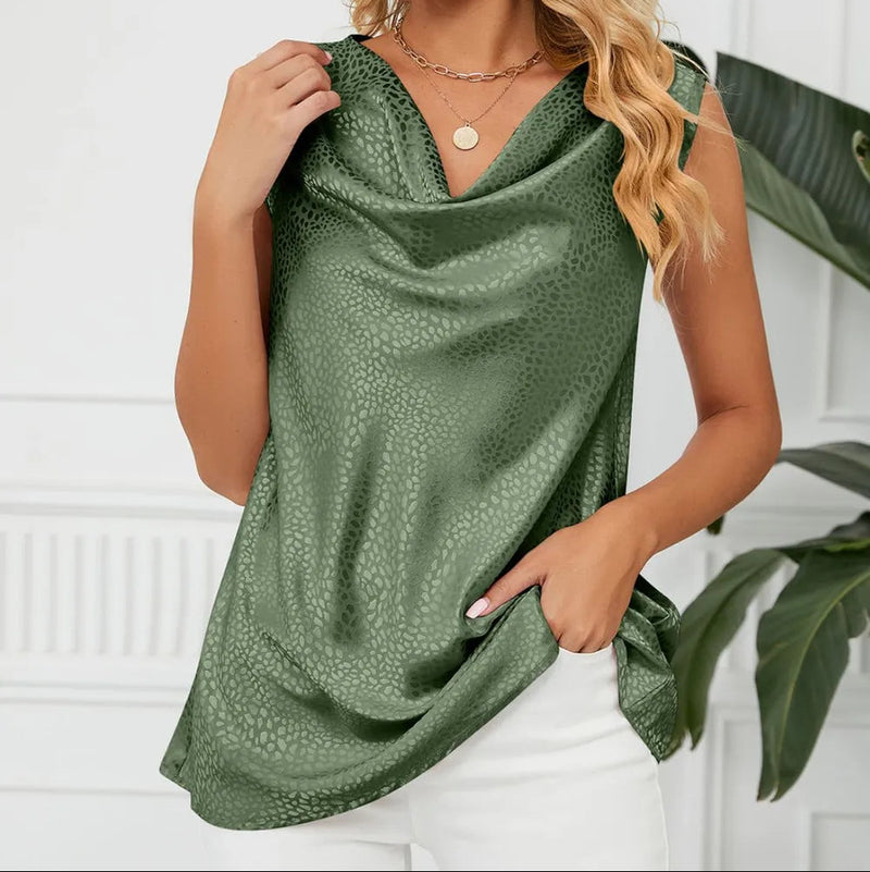 Solid Cowl Neck Top - runwayfashionista.com