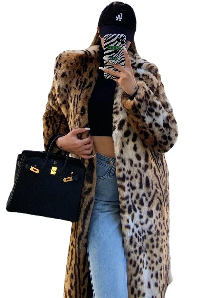 Leopard Pattern Faux Fur Coat - runwayfashionista.com