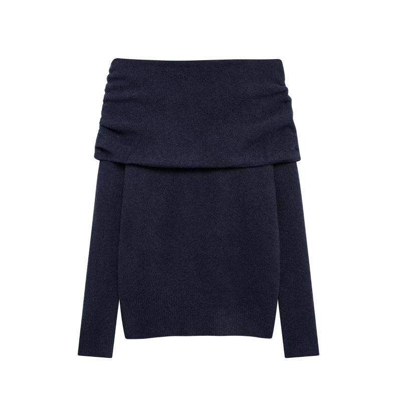 Off Shoulder Straight Flat Knit Sweater
