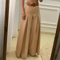 Vintage High Waist Folded Wide Leg Pants - runwayfashionista.com