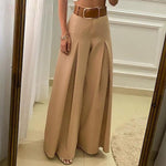 Vintage High Waist Folded Wide Leg Pants - runwayfashionista.com