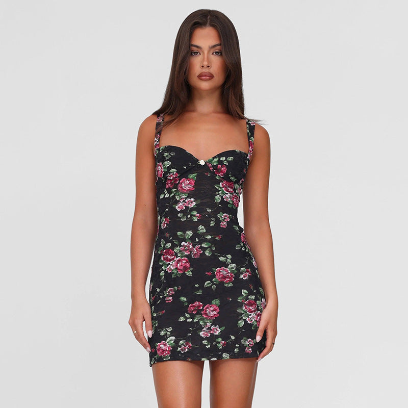 Lace Flower Hip Hugging Mini Dress