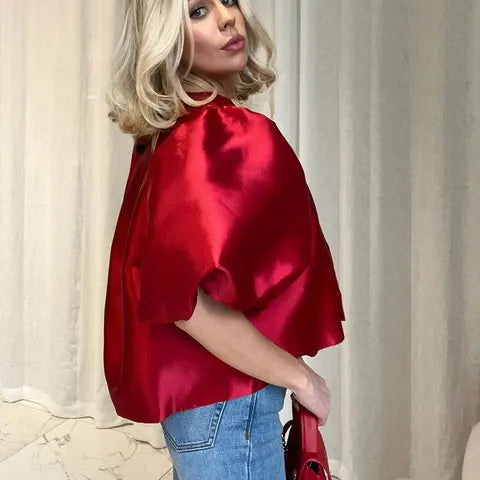 Elevate Your Daily Wardrobe: The Puff Sleeve Perfection - red
