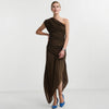 Pleated Decorative Asymmetric Dress