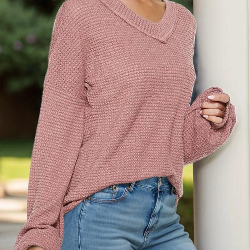 Dropped shoulder long sleeve top - runwayfashionista.com